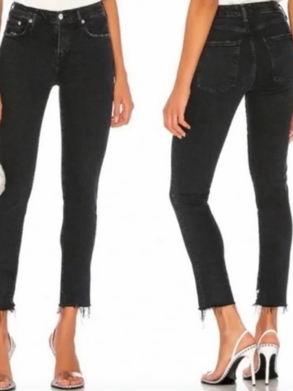 AGOLDE Women’s Black Denim Jeans Size 30 Toni Frayed Hem Excellent Condition